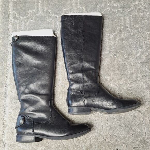 ARTURO CHIANG BLACK RIDING BOOTS WOMENS SIZE 7M LEATHER BIKER MINIMALIST NEUTRAL - Picture 7 of 10